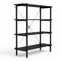 4-Tier Black Steel and MDF Rectangular Storage Bookcase, 47.2 x 15.7 x 70.9 in