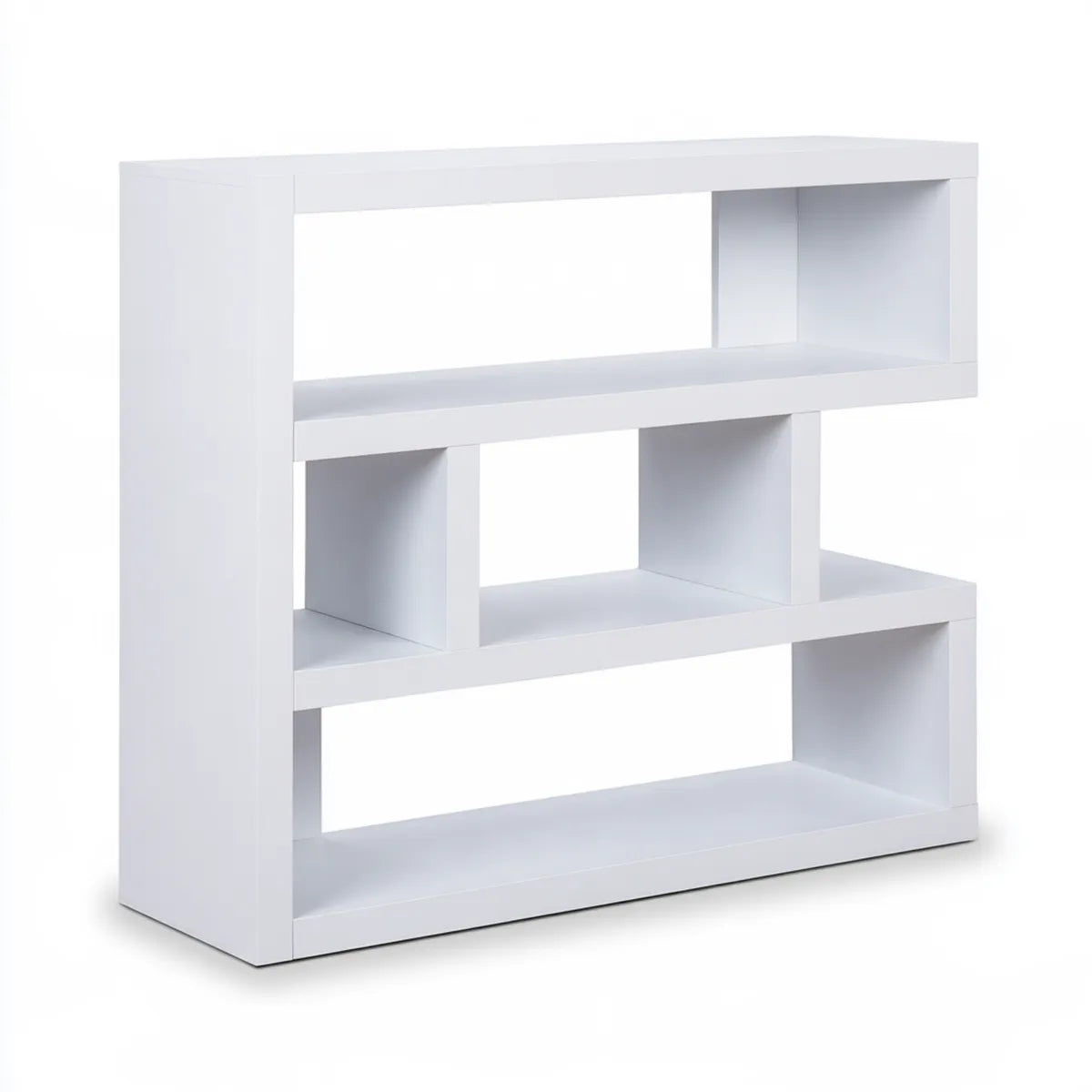 3-Tier Freestanding MDF Bookcase, 47.2 x 11.8 x 31.5 in, White Rectangular Open Storage Shelf